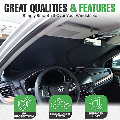 Lebogner Rv Windshield Sun Shade, Xx-Large 51” X 102” Foldable Sunshades For Truck Protects From Uv Rays & Heat, Durable 240T Material Sun Shield With Storage Pouch, Automotive Interior Sun Protection #TOP2