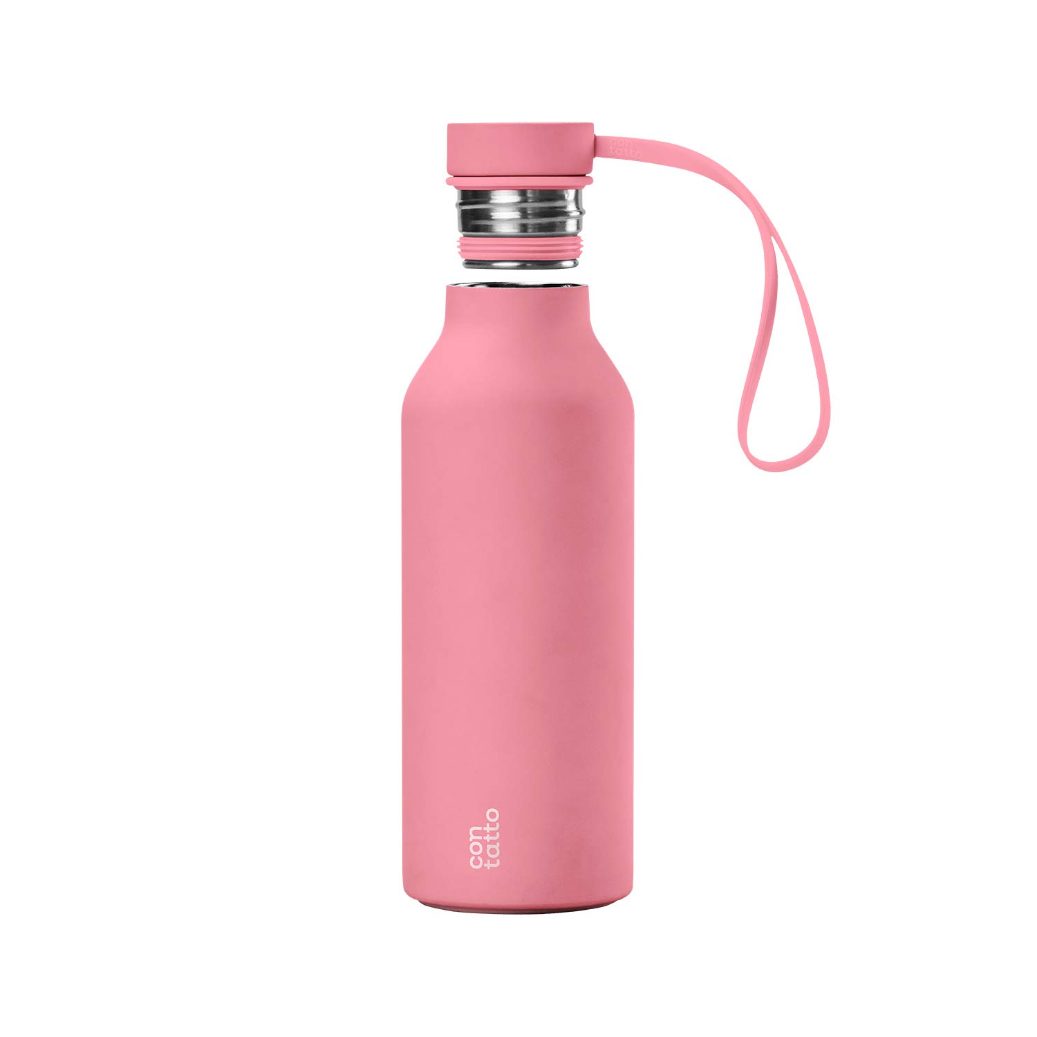 con-tatto Bottle Bottiglia termica con 3 Pareti in Acciaio e Rame - Bevande fredde per 25 ore e calde per 15 ore - Fascia e Tappo Sport Lid inclusi! (Bubble Gum)