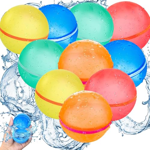XINCHEN 10 Stück Wasserbomben Selbstschließend Silikon Wiederverwendbare Wasserbomben Selbstverschluss für Wasserschlachten am Strand Pool Gartenpartys Geschenk für Kinder & Erwachsene