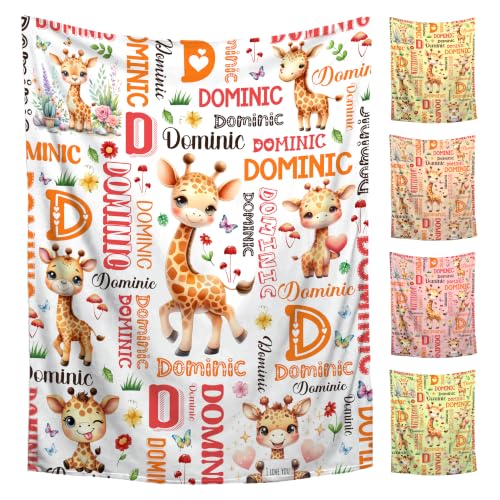 Image of Custom Giraffe Blanket for Boys Girls,Ultra Soft Personalized Gifts Baby Blanket,Customized Throw for Toddlers Newborn Stroller Crib,60 inchx80 inch