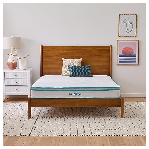 LINENSPA 8 Inch Memory Foam and Innerspring Hybrid Mattress – Full Mattress – Bed in a Box – Medium Firm Mattress