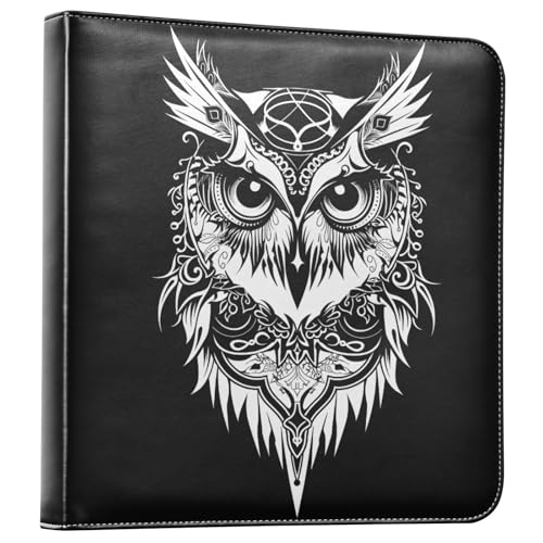 JIPONI White Owl Large Photo Album, DIY Leather Cover Scrapbook Albums for 4x6 5x7 6x8 Pictures, Self Adhesive Memory Book for Wedding, Baby, Family