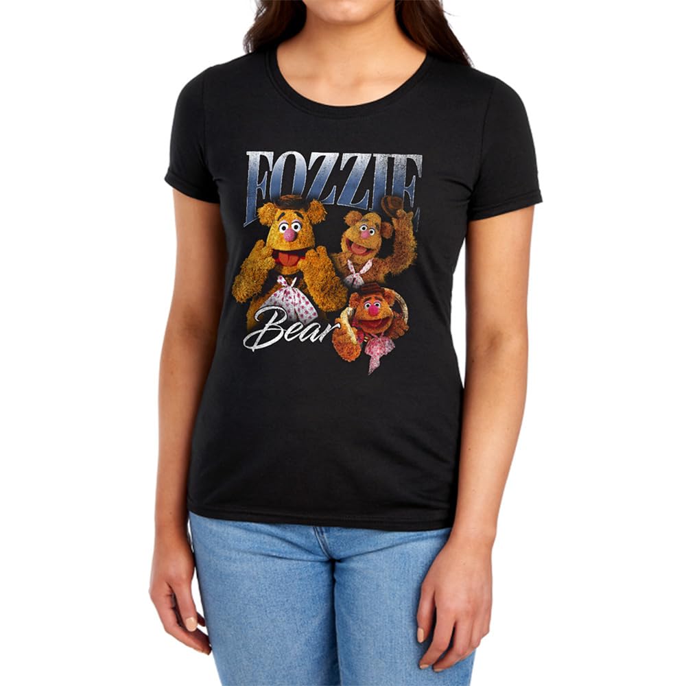 Muppets Disney The Fozzie Bear Homage Womens T Shirt, Black, M