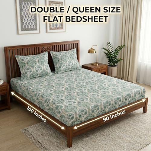 Image of Mafatlal 186 TC Grace Double Bed Sheet Cotton | 228 x 254 cm | Pure Cotton Percale | Soft, Breathable & Long-Lasting | Includes 2 Pillow Covers | Wisdom Grey