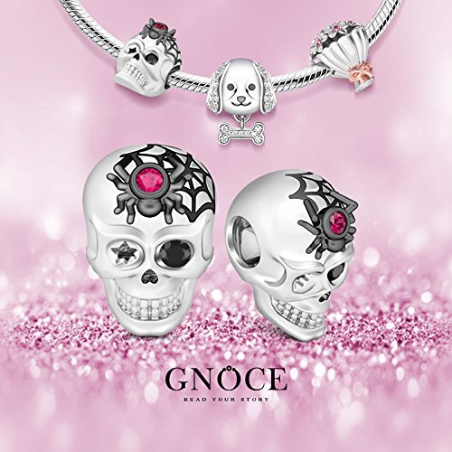 Image of GNOCE Skull Charm Bead Silver Pendant Dangle Charms fit Bracelet /Necklace Jewelry Gift for Women Men