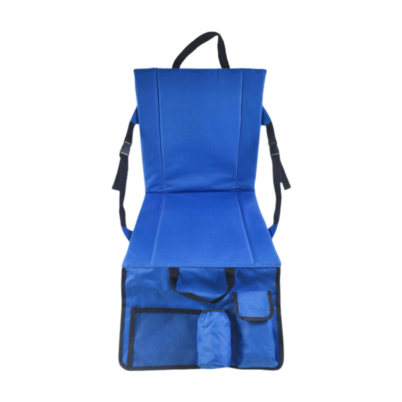 Almencla Coussin de Siège Pliable avec Dossier et Porte-gobelet. Chaise Pliante en Tissu Oxford pour Réunions et Activités Sportives en Extérieur, Idéale pour, Bleu