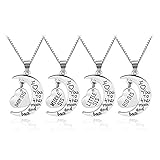 Mikty 2018 Baby Little Middle Big Sis Necklace 4Pcs I Love You to The Moon and Back Love Heart...