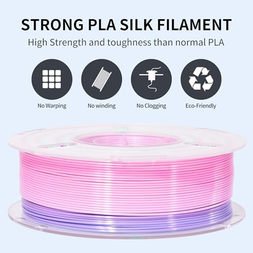 Image of RAMBERY 3D Printer Filament 1.75mm Silk Rainbow PLA Filament Fast Color Change Multi-Color 3D Printing Filament, Pink Purple Mint Green, 1kg(2.2lbs)