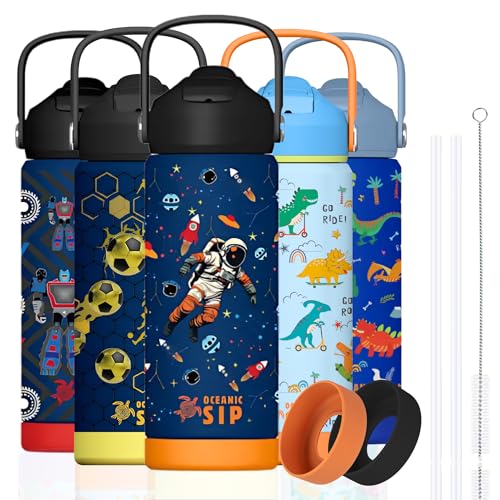 Oceanic Boys Stainless Steel Water Bottle 550ml 18oz Double-Wall Vacuum Insulated 304 Stainless steel Water Bottle BPA FREE Leak Proof