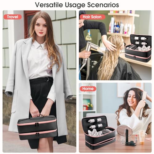 Image of Travel Carrying Case for Hair Dryer for Shark FlexStyle Hair Dryer Bag Double-Layer Beauty Styler Organizer Hair Tool Storage Bag Hairdryer Accessories Black Case