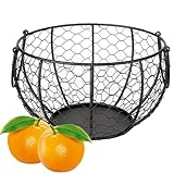 Propietario de pollo Basket-Metal Collector de glaseado en estilo vintage | Cesta de almacenamiento rústico para huevos de postura de rango libre | -Corbs-Kitchen Farm Country House