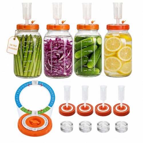 Hersolm 4 Pack Fermentation Kit for Wide Mouth Mason Jar (No Jars)