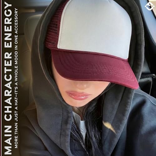 Image of Funky Junque Foam Trucker Hat, Trucker Hats for Women & Men - Blank Adjustable Snapback Mesh Back Baseball Cap