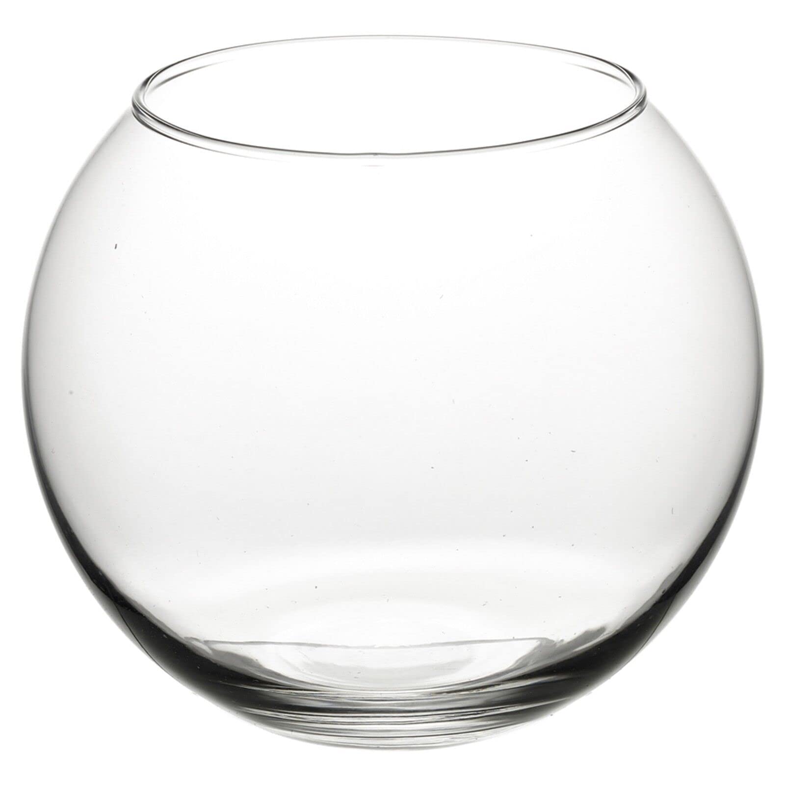 Round Glass Vase - Perfect for Flowers, Succulents, Fish Bowl etc - (Diameter: 12cm - Height: 15cm) Clear