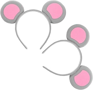 BESTonZON 2 Diademas De Ratón Con Orejas De Animal Diadema Para Cosplay Diadema De Halloween Diadema De Dibujos Animados Tela Gris