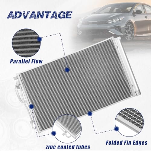 Image of Air Conditioning A /C Condenser Compatible with Kia Forte 2019-2023 L4 2.0L # 30185, 97606M7000, KI3030154
