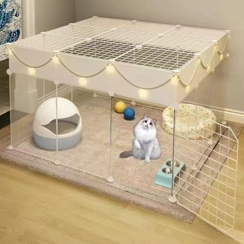 Dearolling猫ケージ ワイヤー猫ケージ 猫フェンス フェンス 屋内 犬小屋 DIY 中小型動物ヴィラ お手入れ簡単 通気性 組立簡単 (75*75*63CM,A)