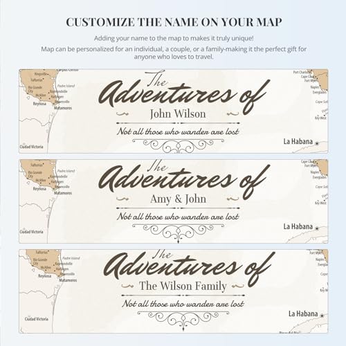 Image of IPIC - Custom Canvas USA Map for Wall Decor, Push Pin Board Decor to Mark Travels, Personalized Artwork with Names and Message on, Oversize USA Travel Map Print for Home, Office, Study, and RV