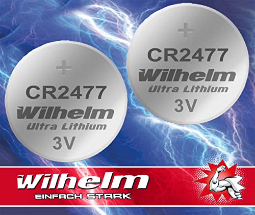 2 x CR2477 CR 2477 WILHELM Lithium Knopfzelle 3V 1070 mAh ø24 x 7,7 mm Batterie DL2477
