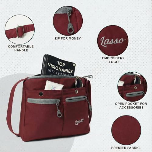 Image of Lasso Sling Bag For Women with Adjustable Strap Stylish Ladies Crossbody Polyester Sling Bag for Office, Causal, Travel & College | 7L Capacity & front double Pockets