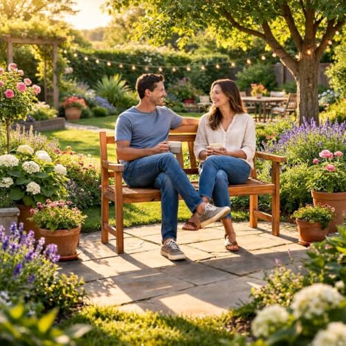 ESTEXO Banc de jardin 2 places en bois d'acacia résistant aux intempéries 118 cm huilé