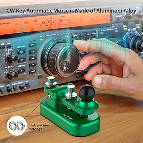 Image of Mini Morse Radio Key CW HAM Send Telegram Double Paddle Morse Code Key with Aluminum Alloy Body Base Green(S)