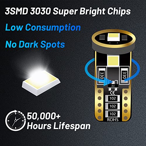 Ouzorp 12 Pcs Car Interior Dome Map Door Courtesy Marker License Plate Lights Compact Wedge T10 168 194 Led Bulbs #TOP3