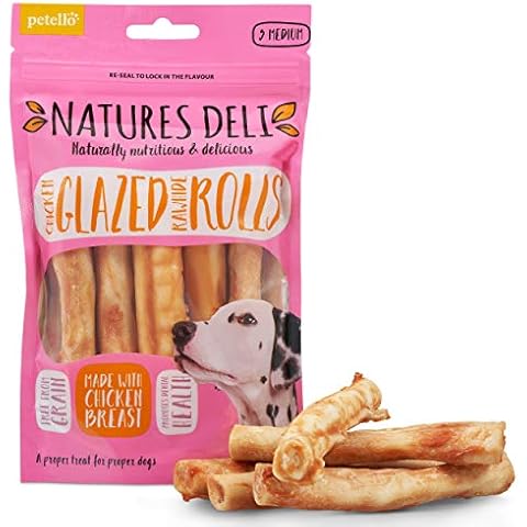 Natures Deli Chicken Glazed Rawhide Rolls - Dental Dog Treat, Nutritious, Grain Free - Medium - 5pk - 90 g Cover