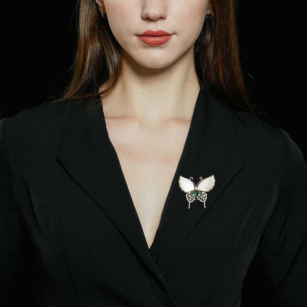 Broche de Mariposa para Mujer, Estilo alas de Concha, Broche pequeño para Solapa.