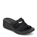 Skechers Women's PIER-LITE-Fading Sun Wedge Sandal, Black/Black, 10