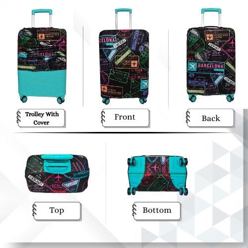 Image of Printed Luggage Cover for Traveling Bag & Suitcase - Stretchable & Scratchproof Trolley Protector with Velcro Lock & Lightweight Washable Material(Suitcase Bag Not Included, Only Cover in Product)