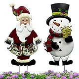 Generisch Schneemanń Gartenstecklampen - Plug-In Schilderleuchte für Garten und Terrasse | Bunte Yard-Stakes aus Metall mit Festlicher Beleuchtung | Für Hof, Rasen und Hausdekoration