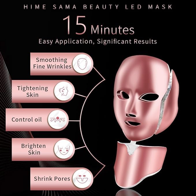 Led Face Mask, FSA/HSA Eligible, 7 Colors Light Mask for Face, Blue & Red Light Face Mask Anti-aging, Korean Professional Technology Led Light Mask for Face and Neck A-021 - Image 2