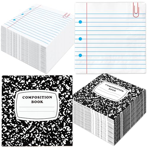 JarThenaAMCS 50 Pcs Back to School Paper Napkin Disposable Luncheon Napkins Composition Notebook Decorative Dinner Napkin for First Day of School Party Tableware Supplies