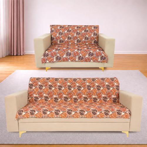 Image of Homerz Premium Printed Quilted Velvet Sofa Slip Cover Protector, Sofa Mat, Exact Size, Antislip Cover (Bloomora, 5 (3+2) Seater, Full)