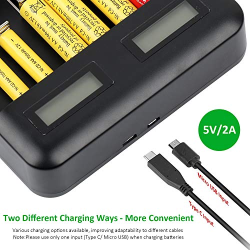 Snado AA AAA C D batterijlader, 8 sleuven slimme snellader met LCD-scherm voor AA AAA C D Ni-MH/Ni-Cd oplaadbare… - Afbeelding 4
