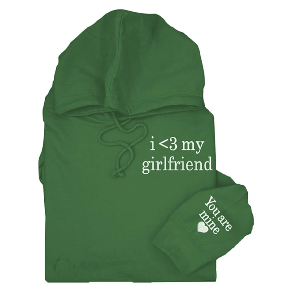 RegamorEmbroidered Matching Couple Hoodies Boyfriend and Girlfriend I Love My Girlfriend Boyfriend Couple Valentine
