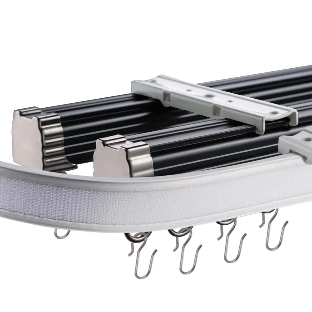 TIPIACE Three-in-One Curtain Track Heavy-Duty Curtain Rails for Office and Living Room，Ceiling or Wall Mounting (Black)