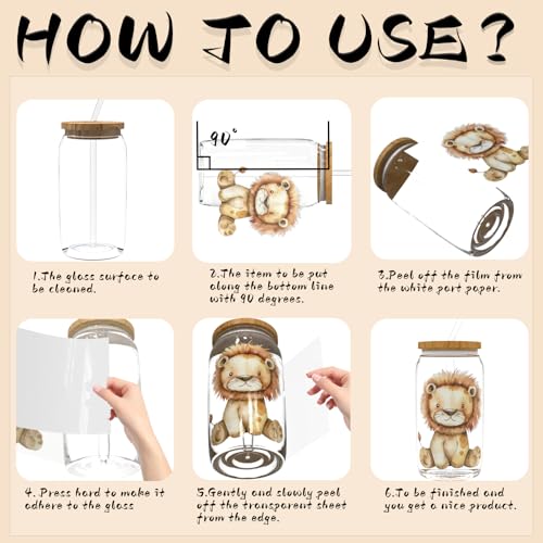 50% Off UV DTF Cup Wrap for 16oz Glass - 12 Sheets Nursery Animal Decals - Image 3