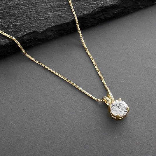 Mariell Cubic Zirconia Crystal Pendant Necklace for Women, 2 Carat 8mm CZ, for Brides, Wedding, Mother's Day Jewelry Gift - Image 4