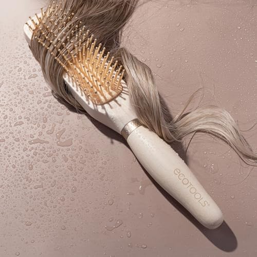 Image of EcoTools Curl Activating Detangler Hairbrush, Gently Detangle Wet Hair, Style, Define, & Enhance Curly & Wavy Hair, Less Breakage & Fall Out, Renewable Bamboo, Vegan & Cruelty-Free, 1 Count