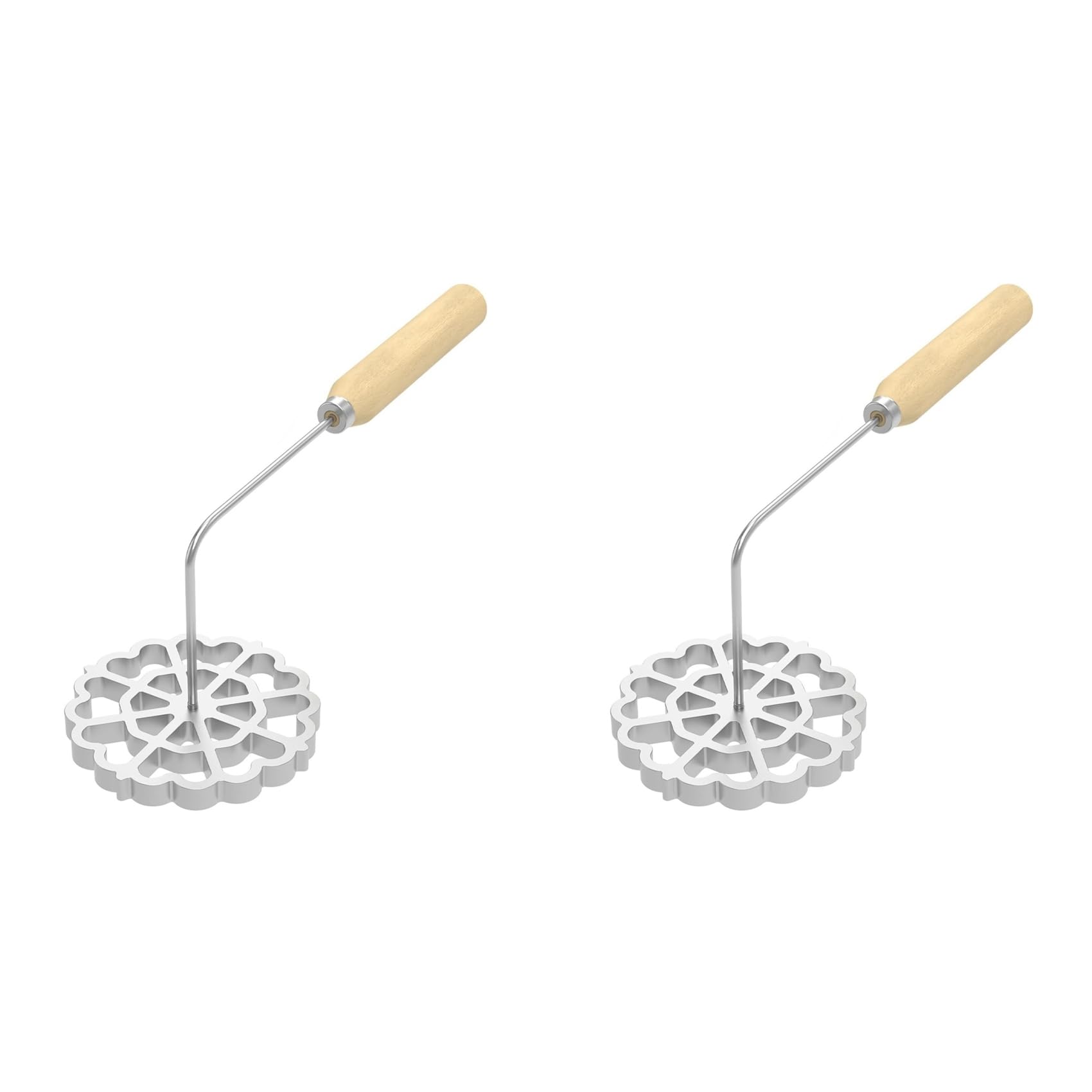 Hndhbfgrt 2X Bunuelos Mold with Wooden Handle,Aluminum Bunuelos Cookie Maker Mold,Detachable Rosette Maker Rosette Timbale Iron