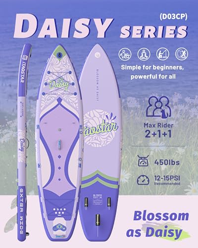 Image of iTAOSTAR Daisy 11'6' x 35 inch Extra Wide Paddle Board with Seat, One-Stop Premium SUP Board Accessories, Tailored 5 Fins, Stable Stand Up Paddle Boards for Youth of All Skill Levels