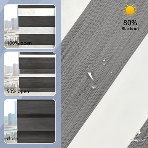 Xixingji Motorized Horizontal Window Shade, Waterproof Zebra Sheer Blinds 80% Blackout, Free Stop Blinds With Valance For Home Office, Cordless, Custom Size, Lime Gray #TOP5