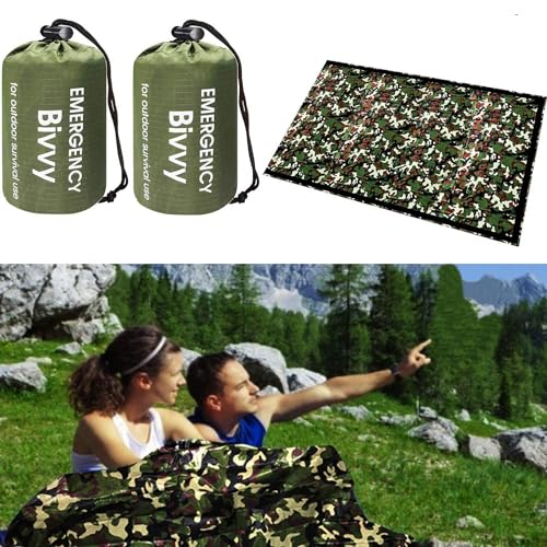 HONYAO Notfalldecke Schlafsack, Survival Biwaksack Erste Hilfe Rettungsdecken Wasserdicht Notfallzelt Ultraleicht Hitzeabweisend Kälteschutz mit Signalpfeifen, für Outdoor Camping Wandern