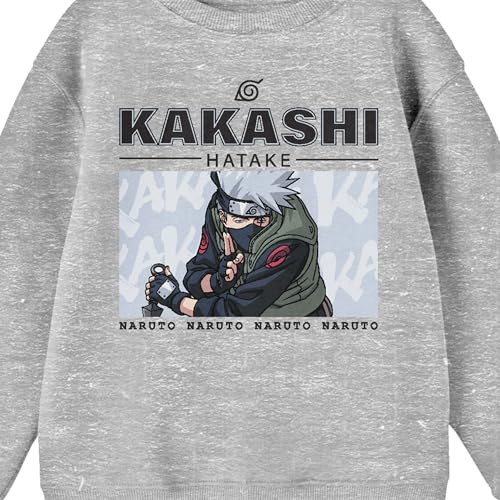 Bioworld Naruto Kakashi Crew Neck Long Sleeve Youth Athletic Heather Sweatshirt2