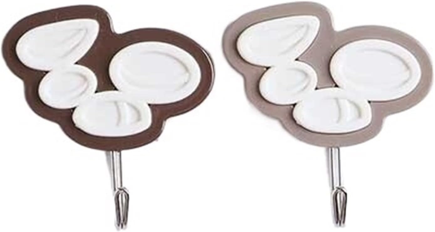 YOFAB Adhesive Hooks， 2pcs Kitchen Punch Sticky Hook Plastic Coffee Element Wall Hook Living Room Bathroom Home Storage Cute Cartoon Hook (Color : Hortel�)