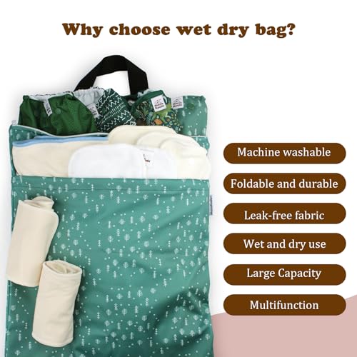 Image of Mama Koala Reusable Hanging Wet Dry Bags for Baby Items, Cloth Diapers, Swimsuits, Travel, Gym Clothes, Beach, Pump Parts, Toiletries, Two Zippered Pockets, 2 Pack (W005L)