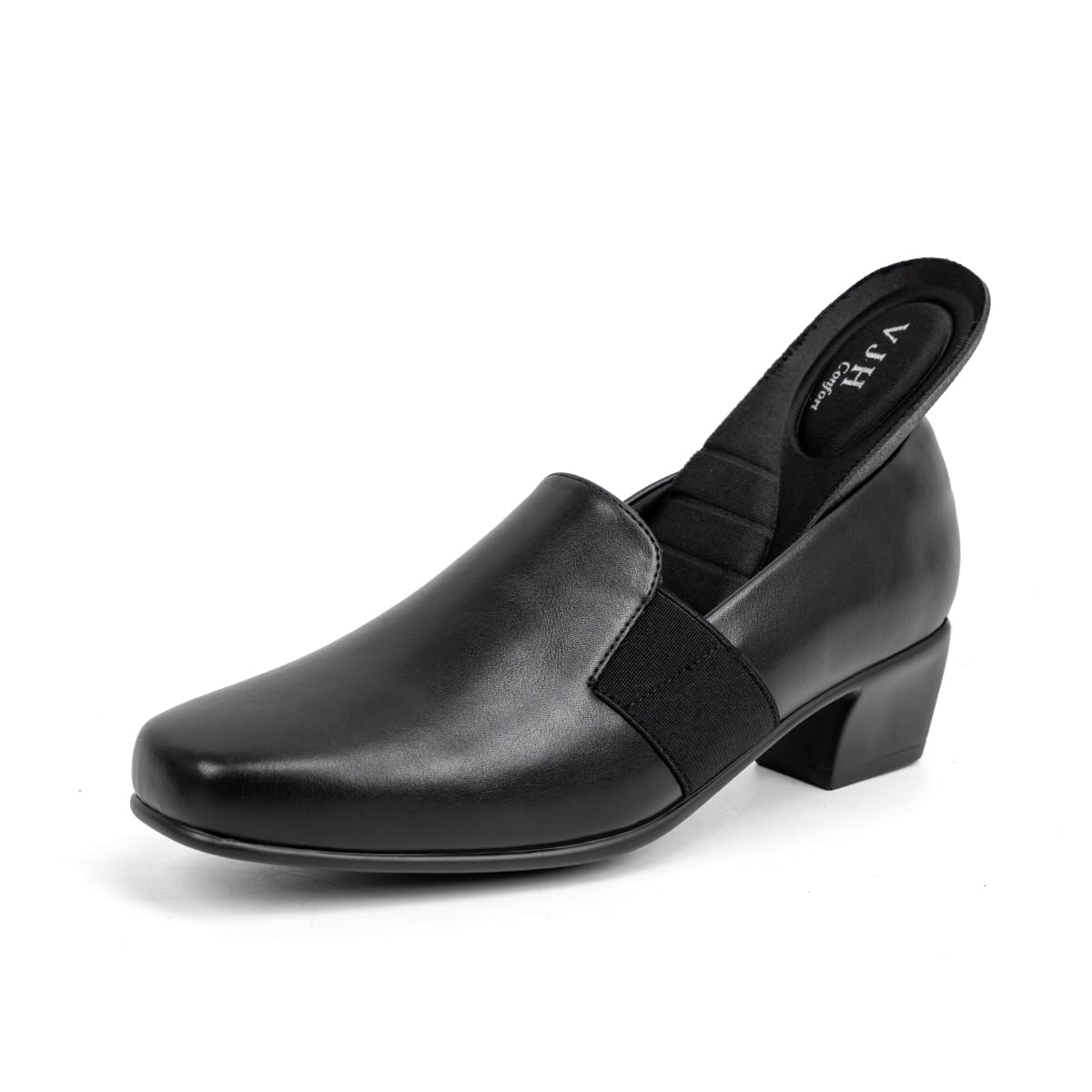 Women's Dress Pumps Chunky Heel Loafers Slip On Square Toe Comfortable Work Shoes Lightweight-image-28