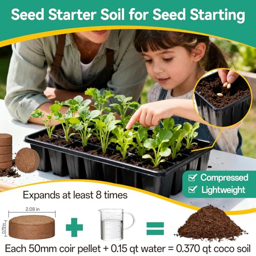 Image of ZeeDix 100pcs(50mm) Coco Coir Pellets Potting Soil Indoor Plants, Compressed Coconut Coir Seed Starting Pellets Soil Discs for Planting Flowers Bonsai Herbs and Vegetables